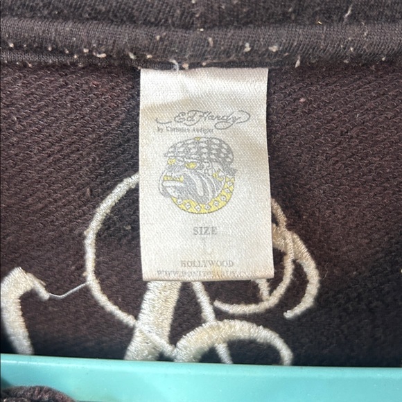 Ed Hardy Mens Rust Love Kills Slowly Brown Full Zip Hoodie Jacket - Picture 2 of 6